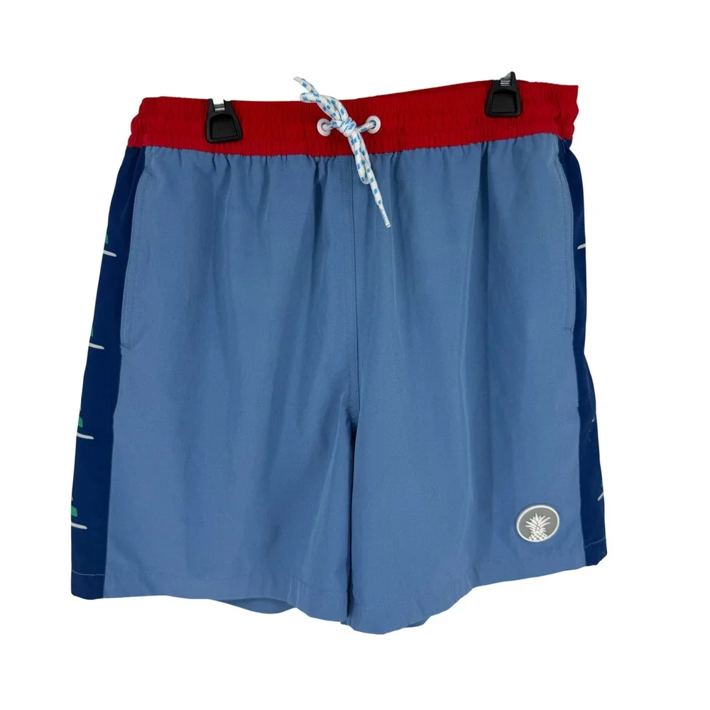 Chubbies Swim Trunks Mens Large Blue‎ Red 5.5